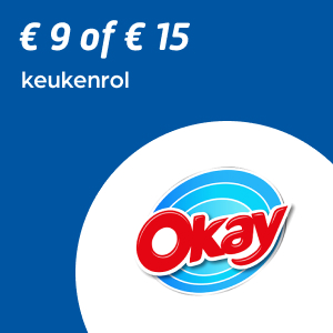 € 9 of € 15 aan keukenrollen van Okay